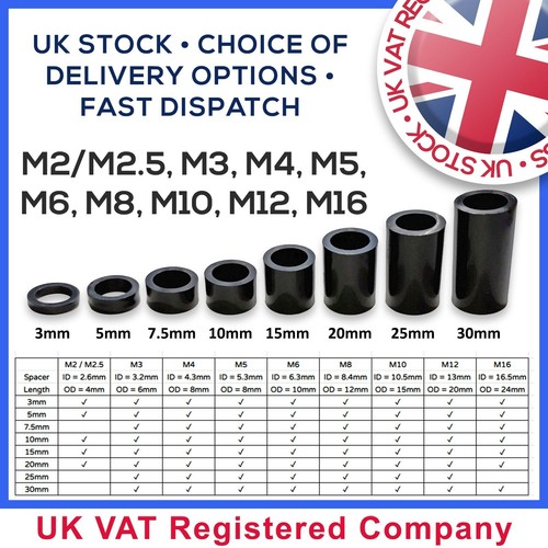 Black nylon spacers plastic - spacers,