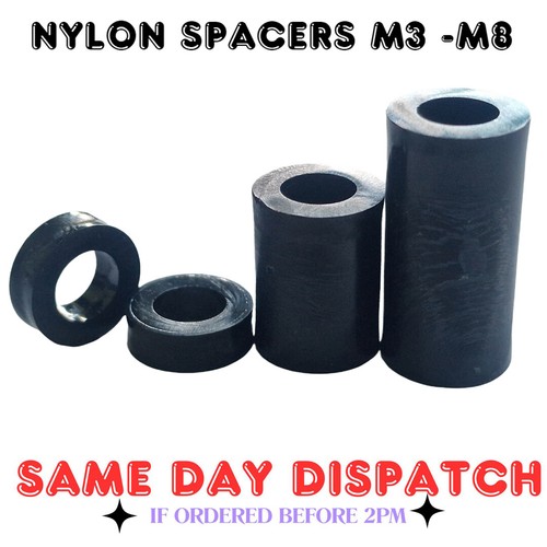 Black nylon spacers 5 m3 - black, m2.5