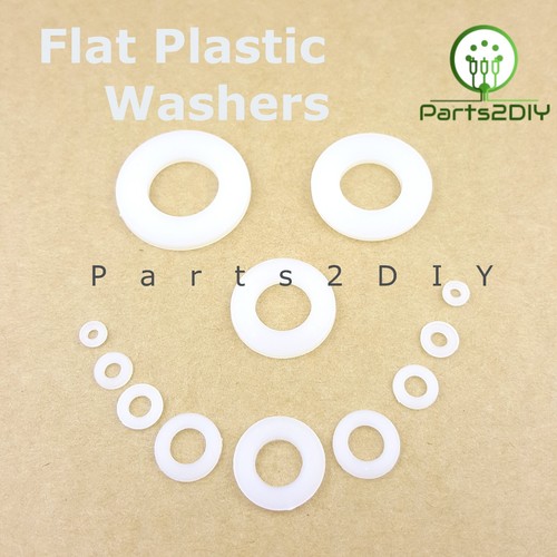 White nylon plastic - white, washers