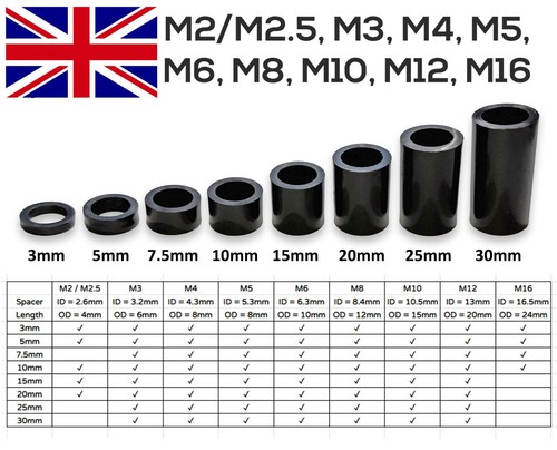 Black nylon plastic - black, spacers